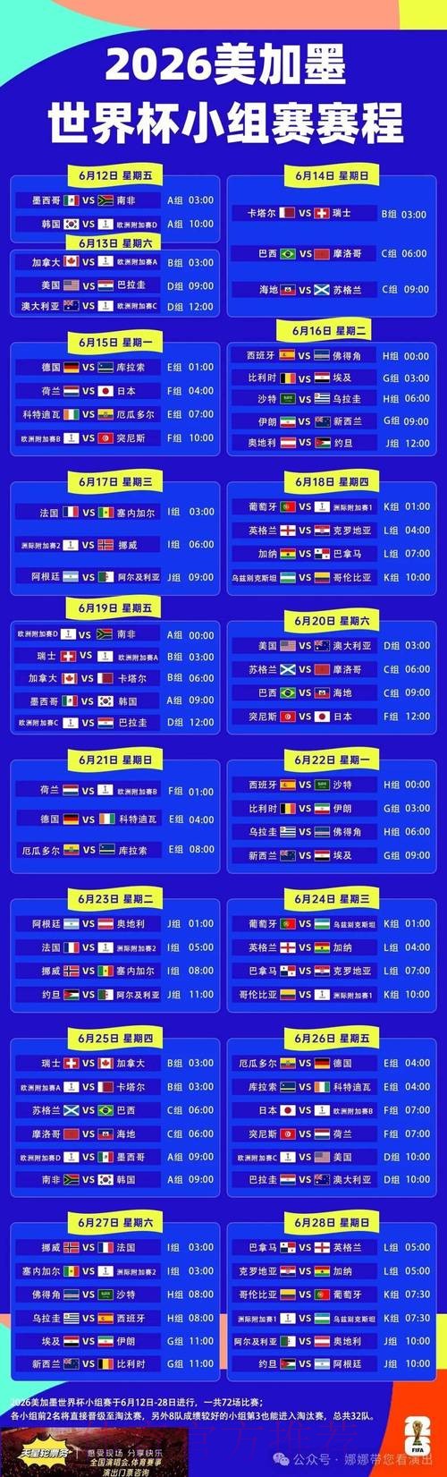 2026世界杯小组赛赛程今日观看指南怎么看